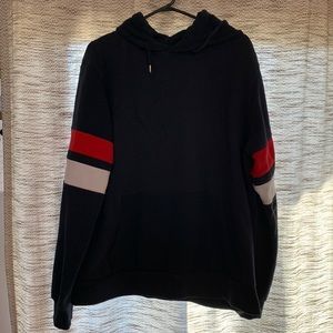 Forever 21 Navy Hoodie with Red and White stripes on sleeves.  Mens XL